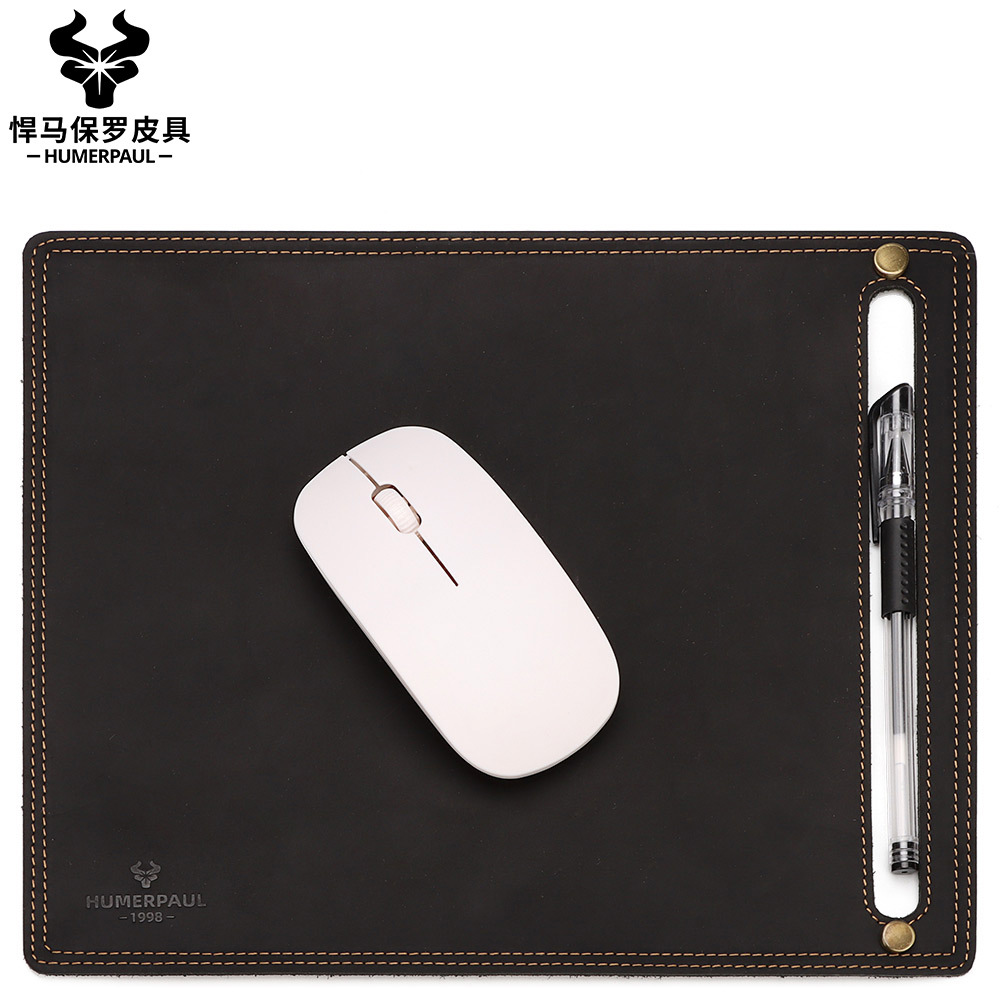 定制厂家头层牛皮鼠标垫真皮电脑办公桌垫可加工定制学习写字书垫