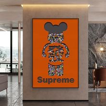 暴力熊玄关装饰画积木潮流卡通动漫走廊过道壁画客厅轻奢落地挂画