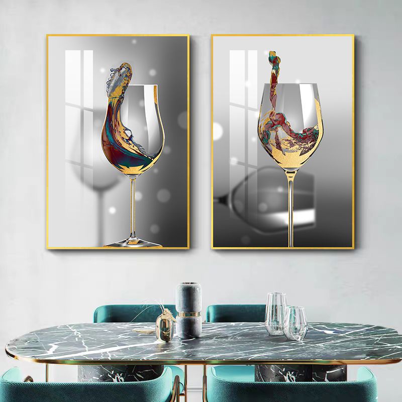 Pintura decorativa de comedor simple mesa de comedor cuelga pinturas de porcelana de cristal de fondo pinturas murales sin perforación