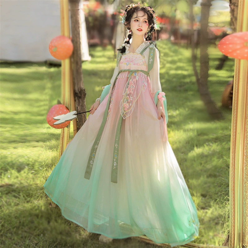 Оригинальная (окрашенная живопись) Hanfu Girl 2025 Новый элемент Tang Han улучшен весной