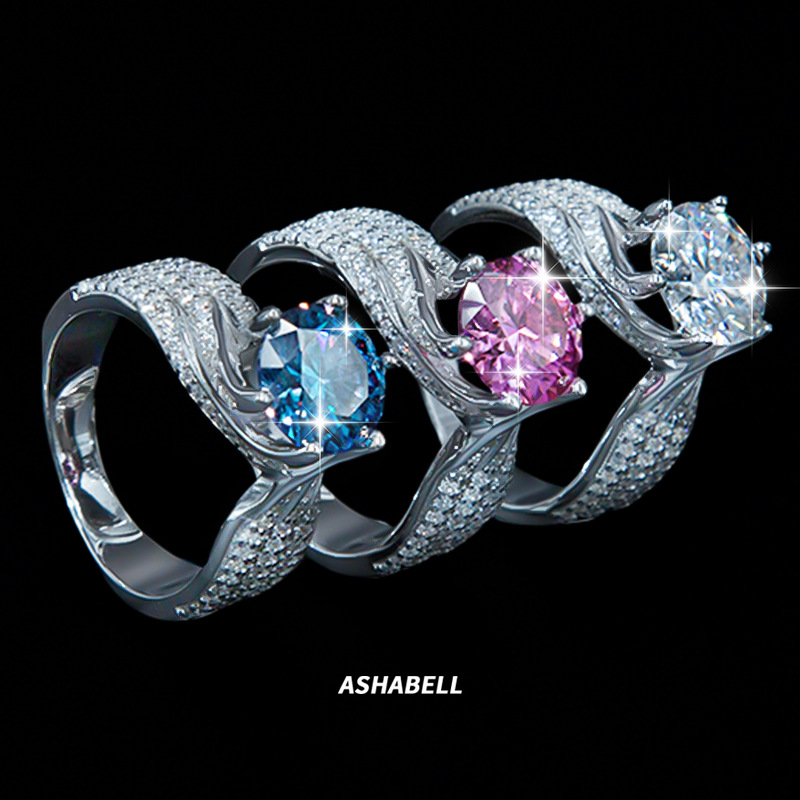 Spot 5 Carat D Color Moissanite Ring Women's Niche High-End Sterling Silver Ring Proposal Wedding Ring Wholesale