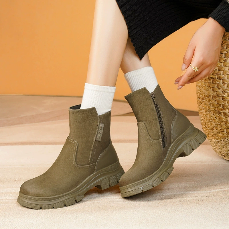 Тёплая нескользящая комфортная обувь на платформе, low boots