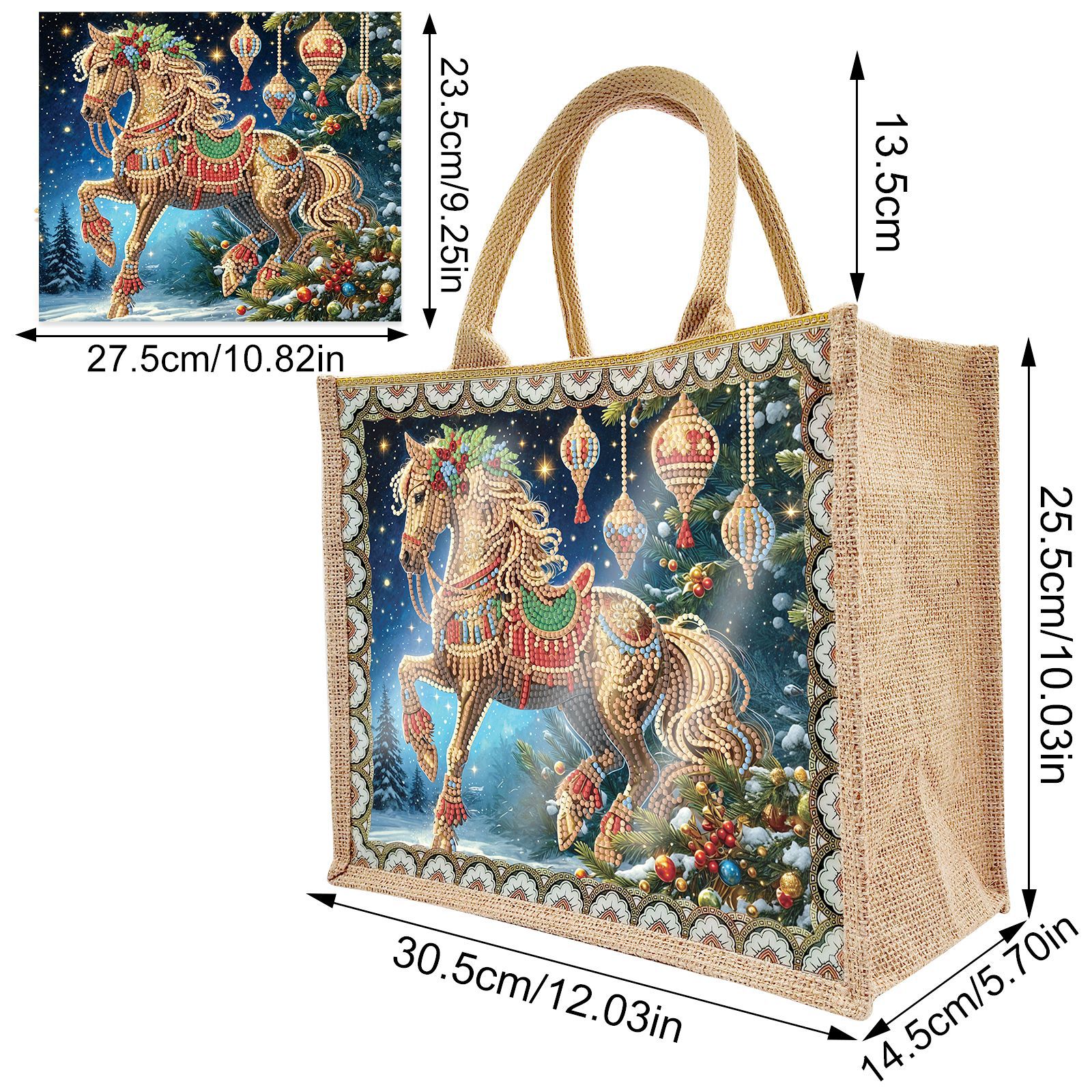 Pintura de diamantes DIY periferia pintura de diamantes bolsa de lino bolsas de caricatura ecológicas reemplazables fondo al por mayor