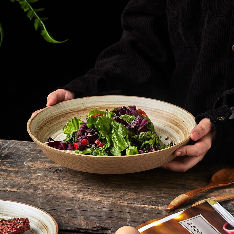 Jingdezhen Stoneware Western Restaurant Steak Plate Japanese Wabi-Sabi Style Tableware Banquet Plate Salad Plate Hotel B&B
