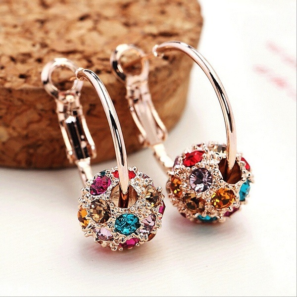 1 Pair Fashion Geometric Alloy Plating Artificial Gemstones Women's Earrings display picture 3