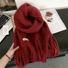 2025新款围巾女冬季含羊毛冰岛蓝软糯保暖流苏氛围感围脖情侣批发