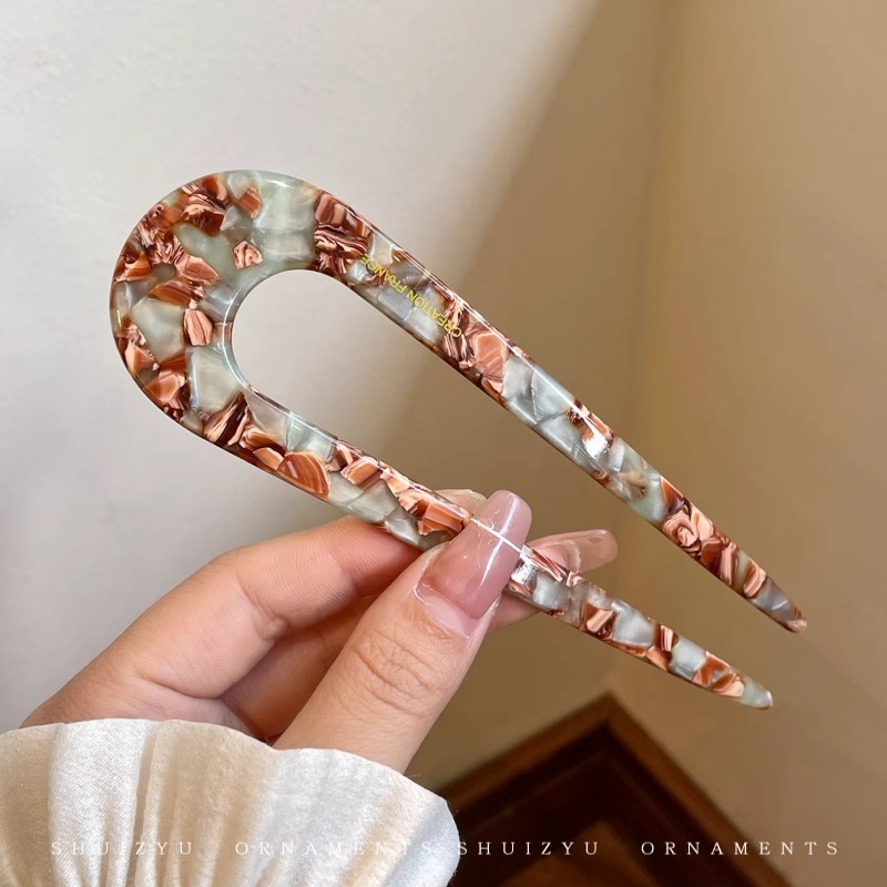 2025 nueva horquilla perla en forma de U para mujer, pinza para el cabello, artefacto fijo para el cabello, horquilla de sentido avanzado, tocado