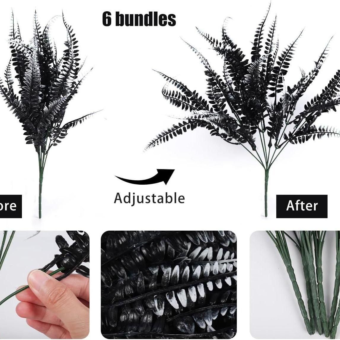 Amazon Planta artificial transfronteriza falsa planta de hoja persa larga verde planta falsa a prueba de UV al aire libre