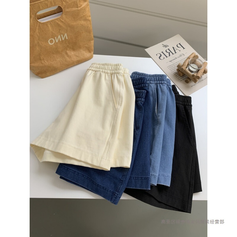Women's Summer Thin Denim Shorts, Loose Straight-Leg Slimming Wide-Leg Pants, Casual Mid-Length Shorts, Plus Size Hot Pants for Plus-Size Women Women's Summer Thin Denim Shorts, Loose Straight-Leg Slimming Wide-Leg Pants, Casual Mid-Length Shorts, Plus Size Hot Pants for Plus-Size Women