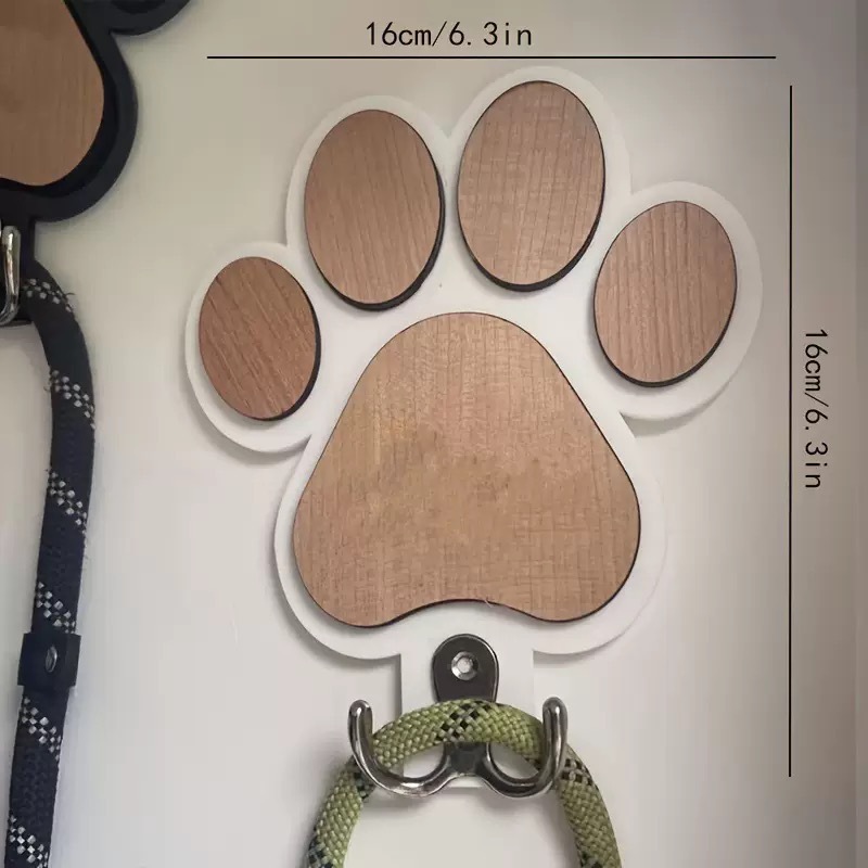 Ventas transfronterizas de ropa caliente de cuerda de perro pared tiendas de mascotas creativas de pared decoración de pared de moda de madera huella de patas gancho