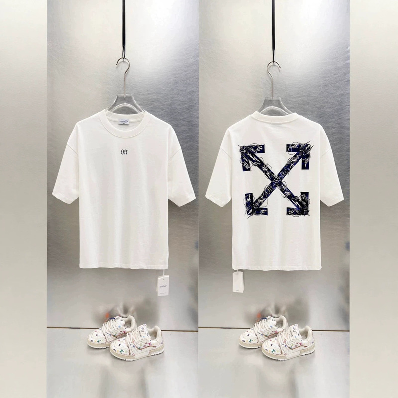 Cross-Border, Fully Compliant with Three Standards, High-Quality Off-White Thorn Arrow Print Classic Fashion Unisex Short-Sleeve T-Shirt Cross-Border, Fully Compliant with Three Standards, High-Quality Off-White Thorn Arrow Print Classic Fashion Unisex Short-Sleeve T-Shirt
