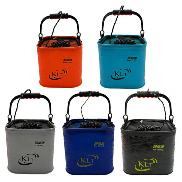 Multi-purpose fishing bucket, EVA foldable water bucket, manufacturer wholesale fishing EVA live fish bucket, portable car-mounted small square bucket