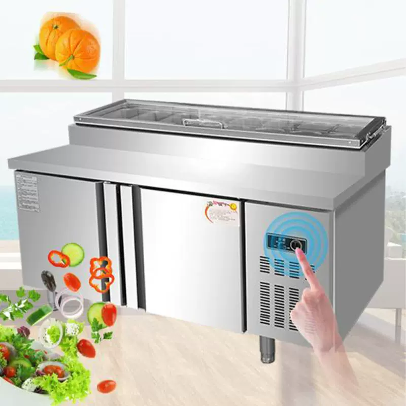 披萨开槽保鲜柜沙拉台凉菜水果捞展示柜小菜冰箱操作台冷藏冷冻