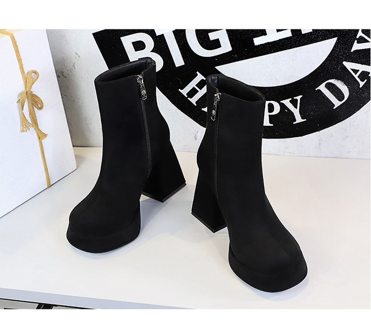 ShoeVault 7992-3 Europäischer und amerikanischer Modetrend Damen Dicke Superhohe Plateau-Schuhe mit wasserdichtem Absatz, runder Zehenpartie und seitlichem Reißverschluss_voghion.com