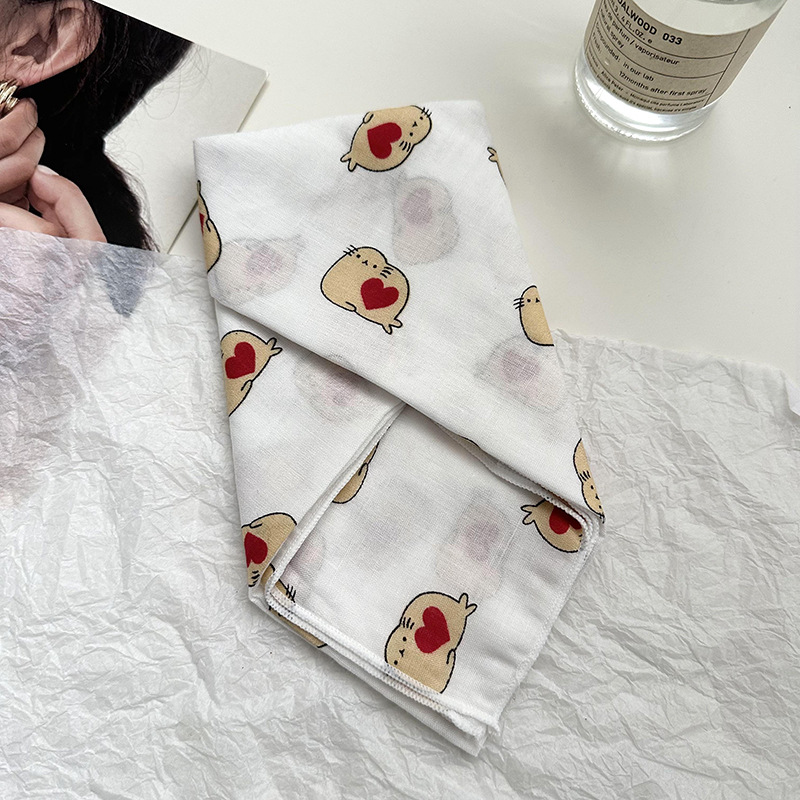 55 bufanda de seda, cinturón para el cabello, algodón y lino, bufanda cuadrada pequeña, arte coreano, moda de todo fósforo, primavera y otoño, nueva bufanda de temperamento, bufanda