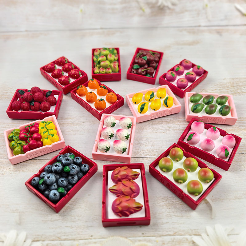 Creative Simulation Food Toys, Peach and Lotus Fruit DIY Decorations, Blind Bag Accessories, Micro-Landscape Desktop Ornaments