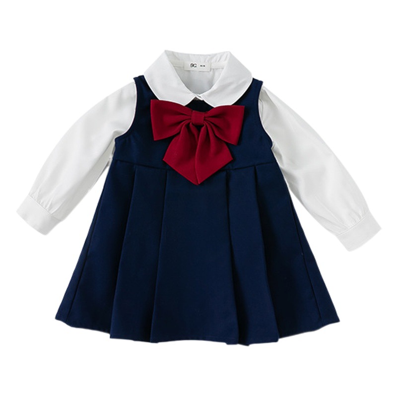 Ropa infantil Youbao, vestido estilo coreano, conjunto de dos piezas para bebé, camisa estilo escolar, falda, traje para niña pequeña