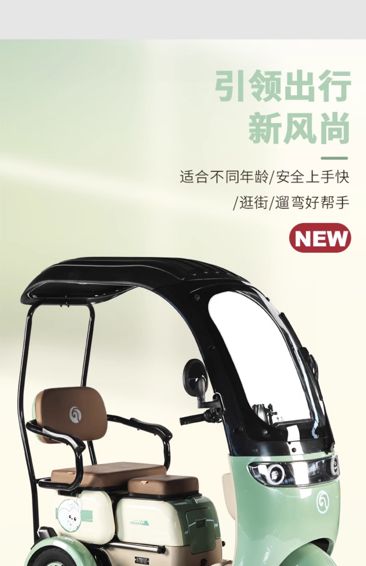 New Leisure Electric Tricycle Home Adult Women Pick Up Kids Elderly