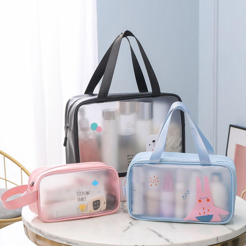 2023 New Cartoon PVC Makeup Bag Transparent Travel Wash Bag Swim Bag Cute Storage Bag PU Dual-Handle Waterproof