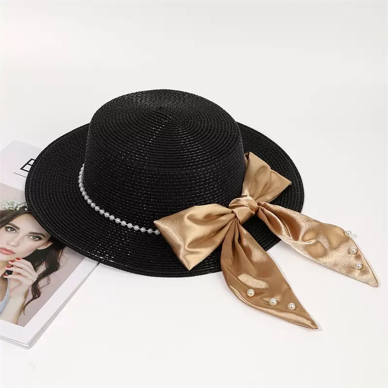 Women's Vintage Style Bow Knot Flat Eaves Straw Hat display picture 4