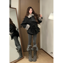 韩系毛领加厚毛呢外套女装2025秋冬季特巨看呢子大衣毛绒长袖外套