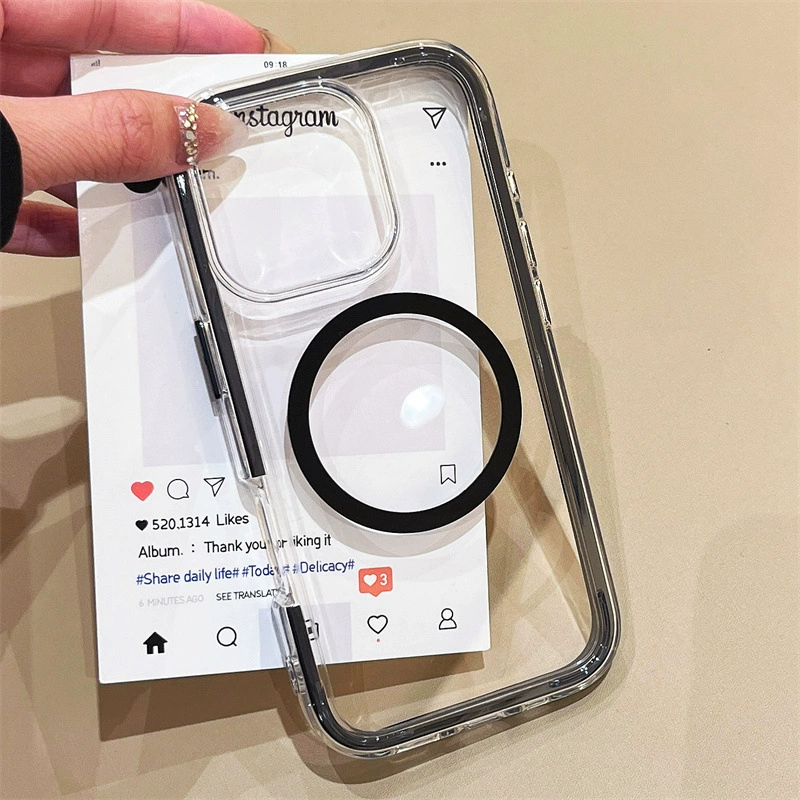 Чехол для Apple 16 Pro Max, круглый магнитный прозрачный двухслойный противоударный чехол для iPhone 15, 14