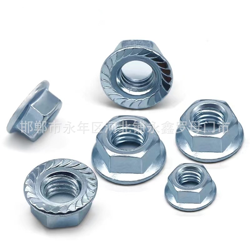 美制法兰面螺母 镀锌美标2级带齿六角法兰母1/2-13 5/8-11 4/4-10