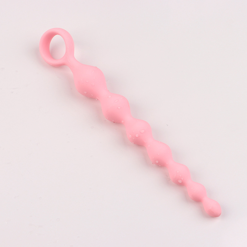 Seven-Bead Pull-String Anal Plug, Silicone Graduated Beads, Violet Adult Toy — detail image 12