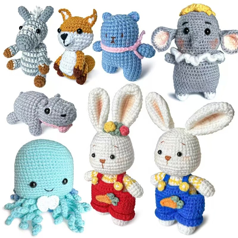 Cross-Border Animal Handmade Keychain Pendant DIY Hook Line Weaving Doll Crochet Material Package