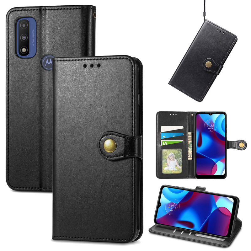 For Motorola MOTO G Pure 2022 Phone Leather Case Business Solid Color Magnetic G Pro Protective Case