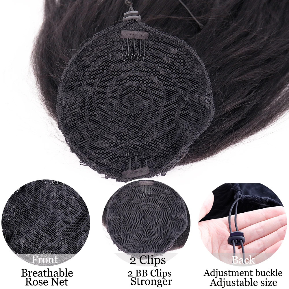 Cauda de caballo pelucón de garra clip de cabello corto cabello natural flor de pera quemado micro-roll de cola de caballo alta puede atar la cola de caballo baja