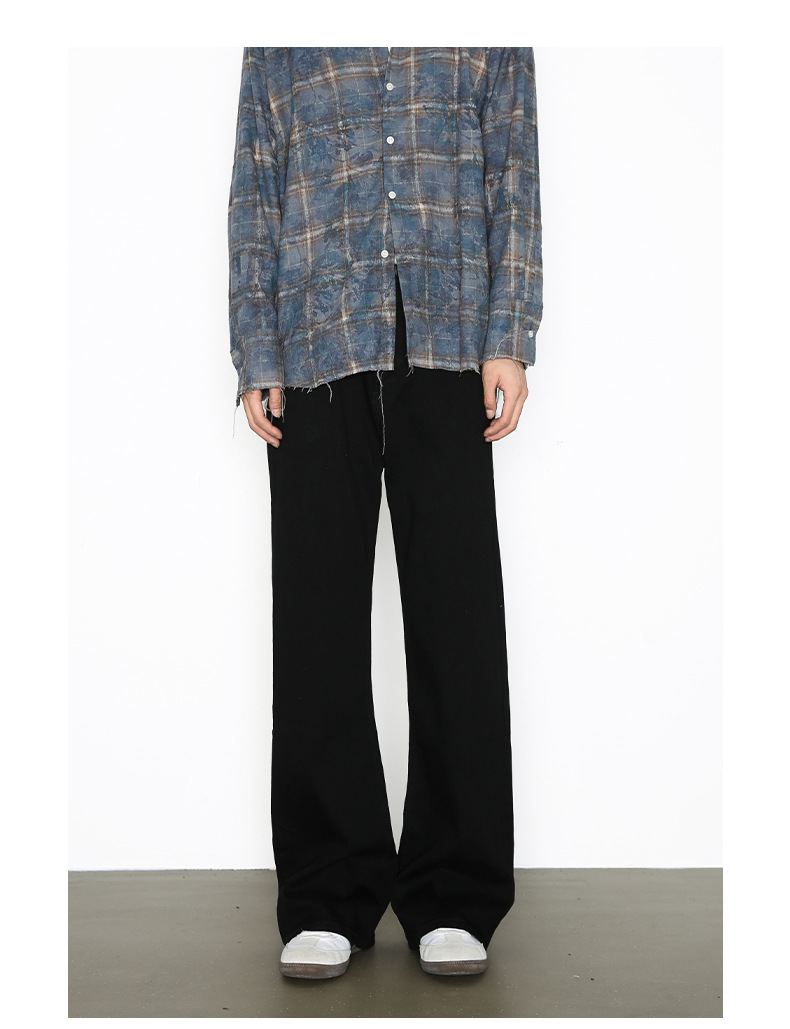 Streetwear Stretch Flare Jeans – High Waist Relaxed Fit Vintage Washed Denim Pants For Men_mkmklike.com