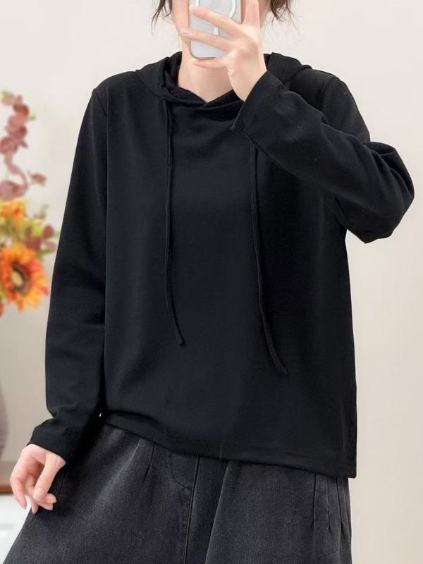新款宽松显瘦帽衫休闲长袖打底休闲百搭连帽卫衣女|undefined