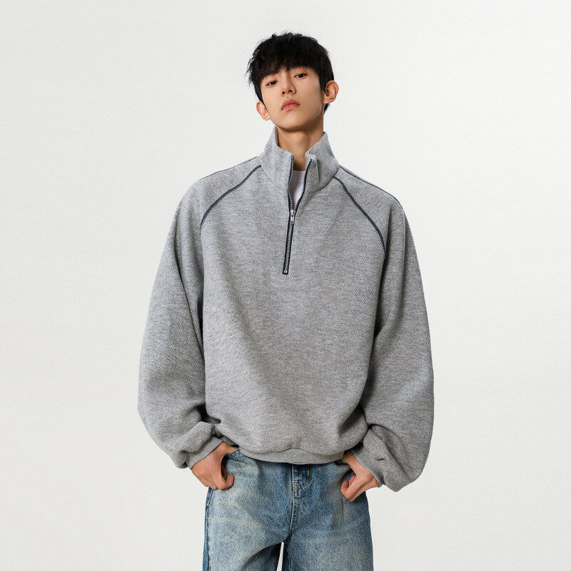 Spring retro sweatshirt with zipper