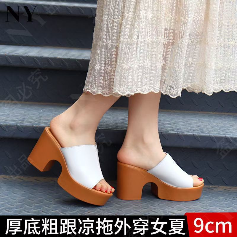 Summer Clearance Brand Sandals Fish Mouth Toe Thick Heel High Heel Medium Heel Large Size Small Size Fashionable and Comfortable Sandals for Women