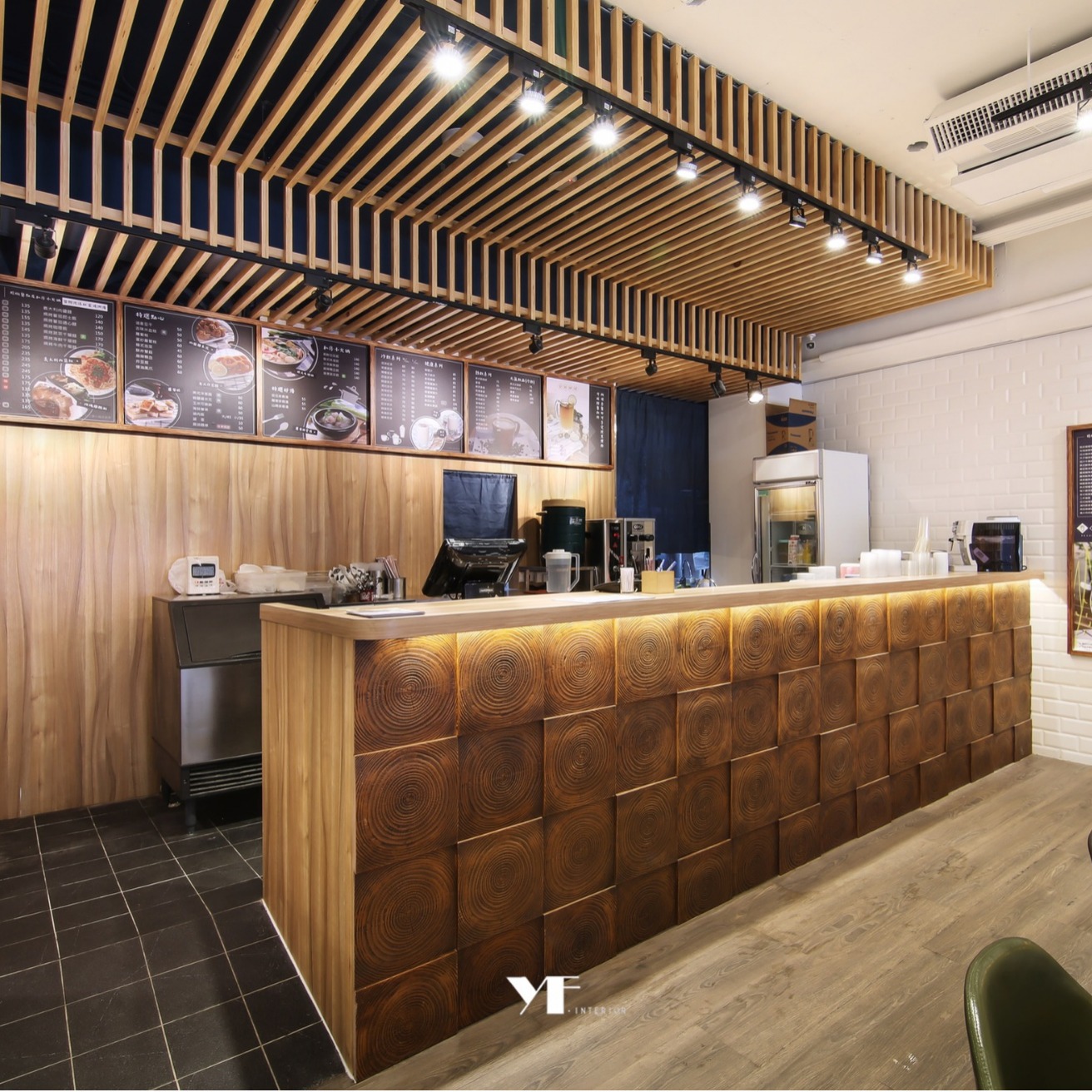 Pu anual anillo de madera club KTV fondo pared decoración anual anillo de madera hotel casa de familia simulación azulejos plantilla de ladrillo cultural madera