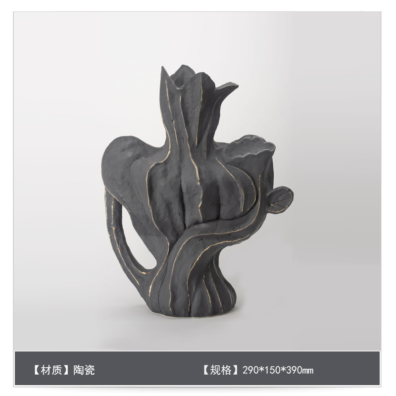中世スタイルのセラミックフラワー花瓶装飾アートB&Bモデルルームゲストテーブルハイエンドフラワーアレンジメント装飾|undefined