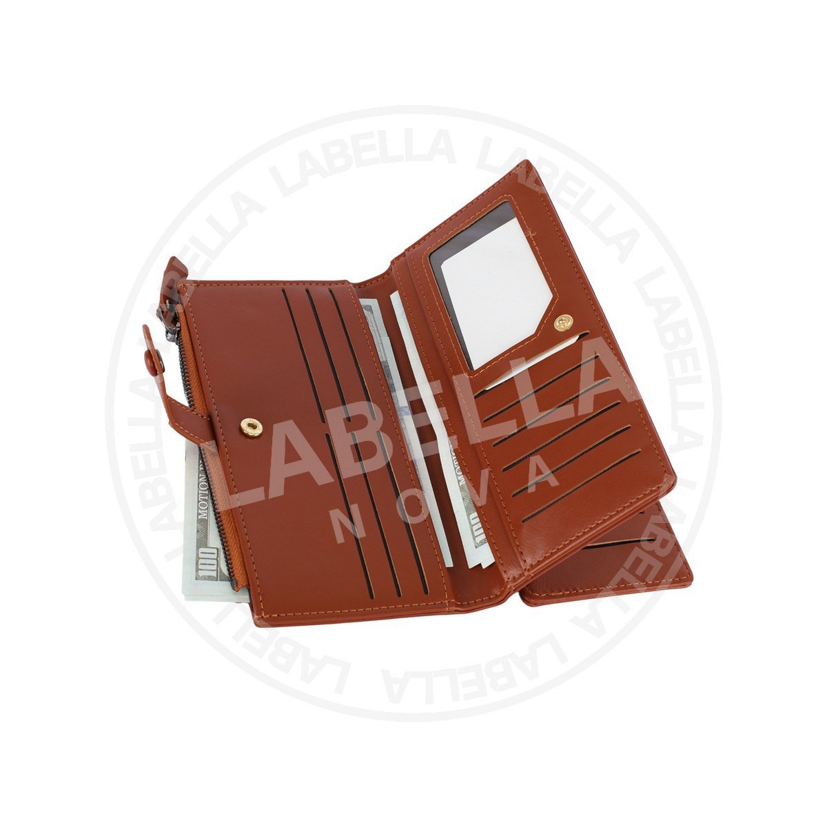 La billetera de la señora Labella, billetera larga coreana PU, bolso de tarjetas multi-tarjeta de tres plegados, simple y de color sólido, bolsa de tarjetas transfronterizas de moda.