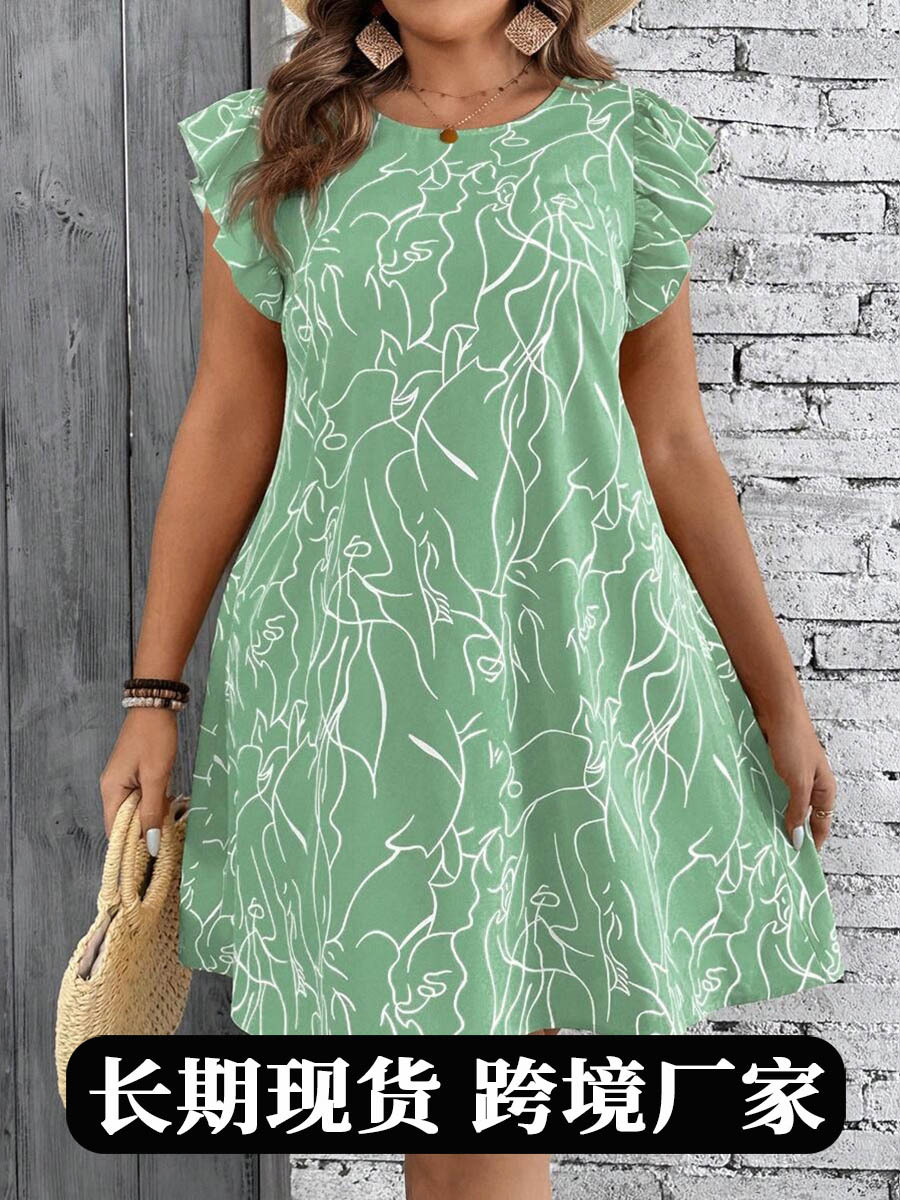 Vestido Estampado Estilo Europeo y Americano, Verano 2026, Nuevo, Comercio Exterior, Amazon, Vestido Floral Fluido para Vacaciones, Tallas Grandes, Ropa de Mujer image 1