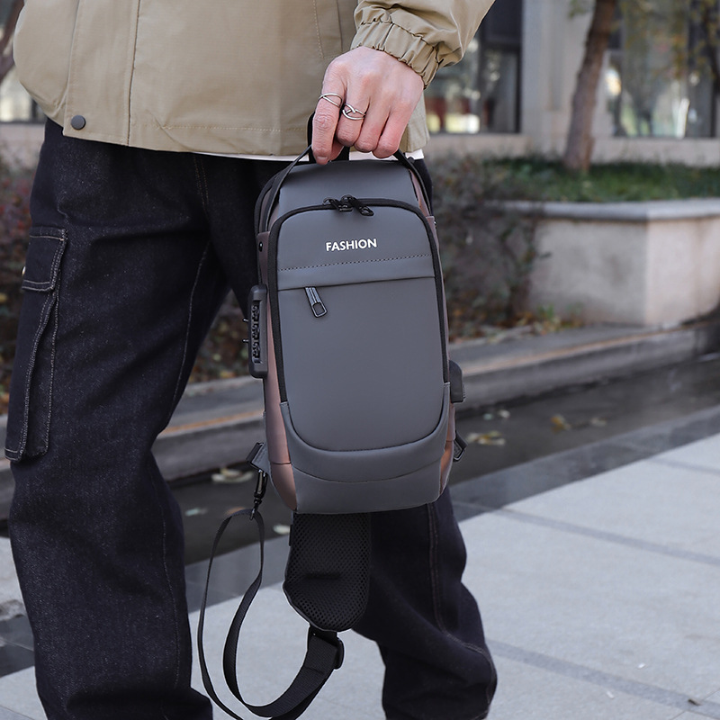 Nuevo bolso de pecho anti-robo de bloqueo de código para hombres fuera de negocios bolso de hombro de mano de gran capacidad bolso deportivo casual