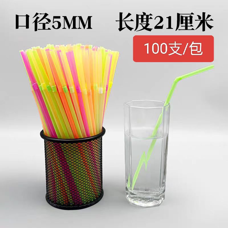 Paja de plástico solo embalaje independiente codo negro desechable grado alimenticio flexible Bar Café paja