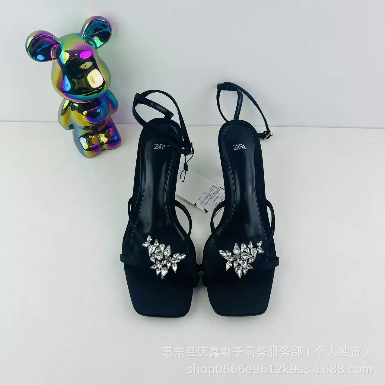 Woxin ZA новые весенние женские туфли с черными яркими стразами