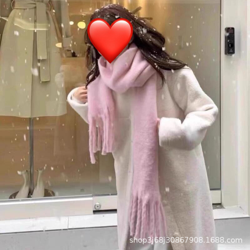 一桐同款克莱因蓝围巾女款冬季2025新款秋冬氛围感蓝色羊绒围脖|undefined
