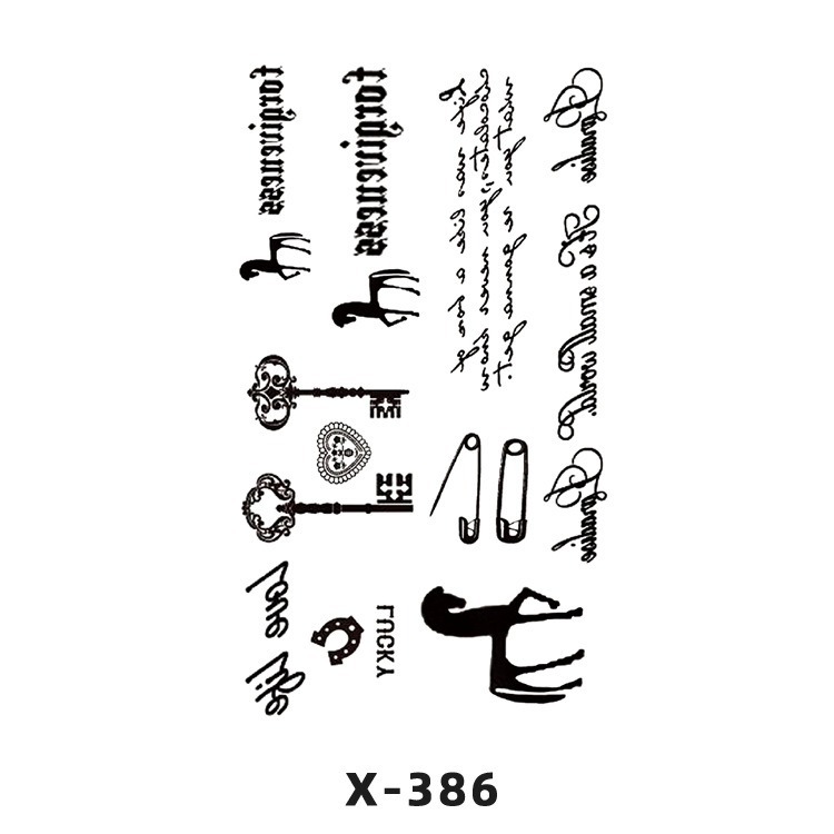 Arco de flor pequeña pegatinas de tatuaje fresco 3D dibujos animados transfronterizo Henna rosa impermeable texto en inglés pegatinas de tatuaje