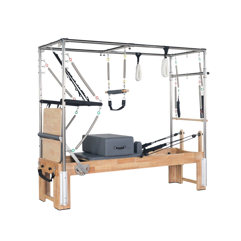 Cama de Pilates multifuncional de madera de arce personalizada, cama plana de yoga comercial tres en uno, cama elevada para ejercicios de core y estiramiento