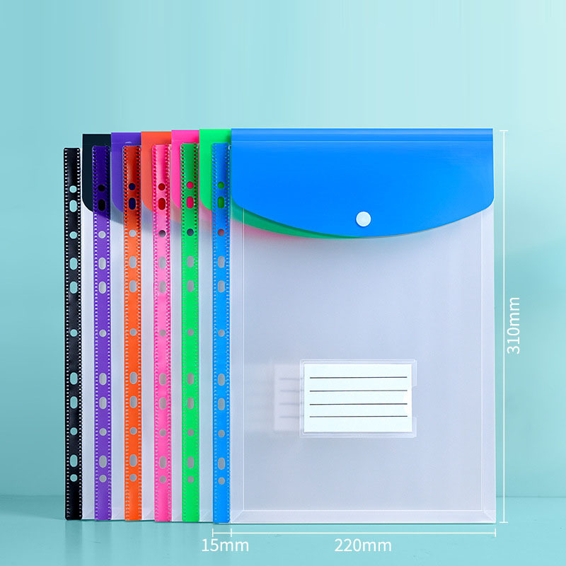 Carpeta de Archivos A4 con Botón a Presión, Transparente e Impermeable, con Separadores, para Documentos de Oficina, Venta al Por Mayor