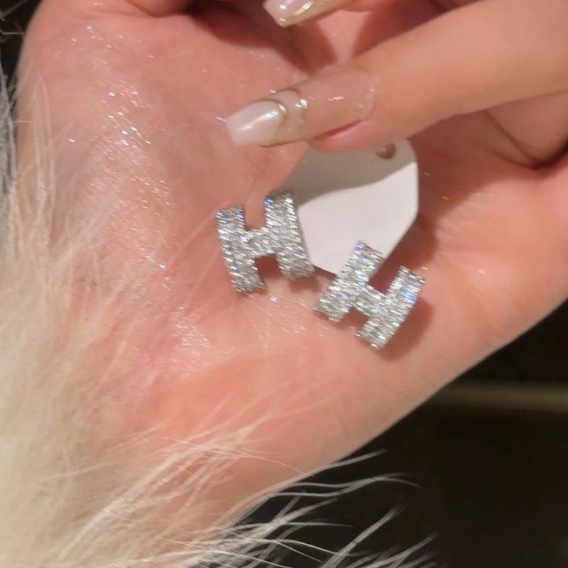 Silver letter earrings