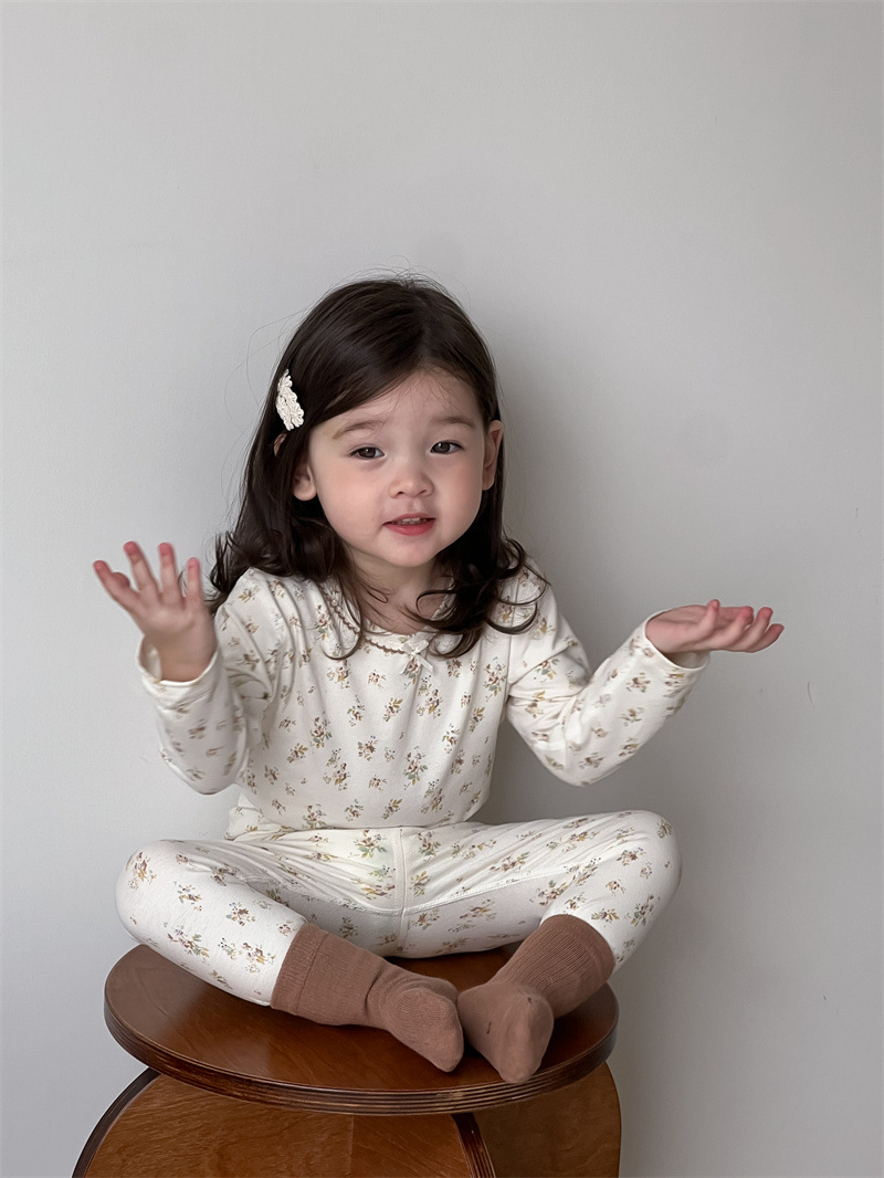 Conjunto de ropa infantil para primavera, estilo coreano, ropa para niñas, conjunto de dos piezas, pijamas de primavera para bebés