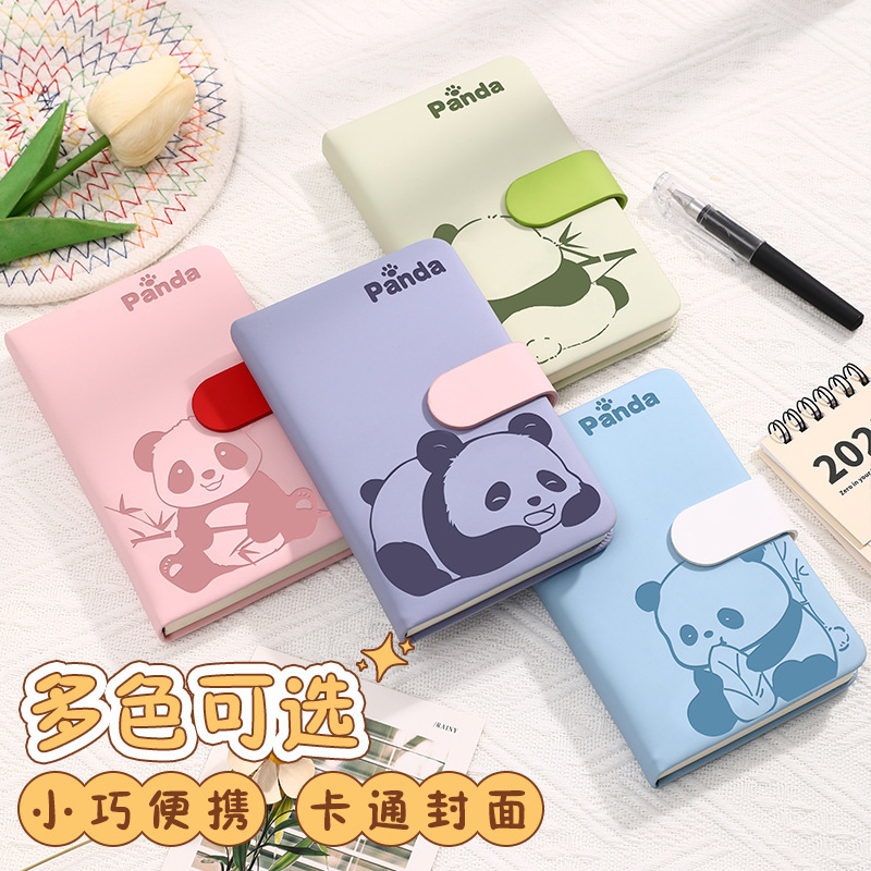 Panda buckle notebook notebook portable portable mini pocket blank cartoon high-value cute student book
