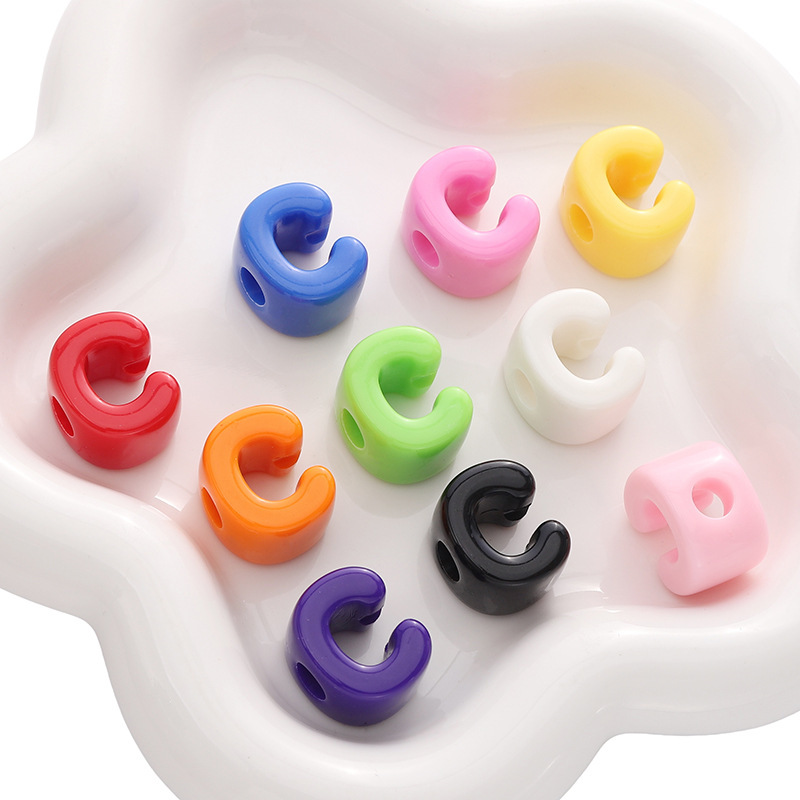 10個のアクリルの大きい穴のデジタルのアルファベットの玉の部品のdiyの手作りのブレスレットの携帯電話のチェーンの装飾品の部品